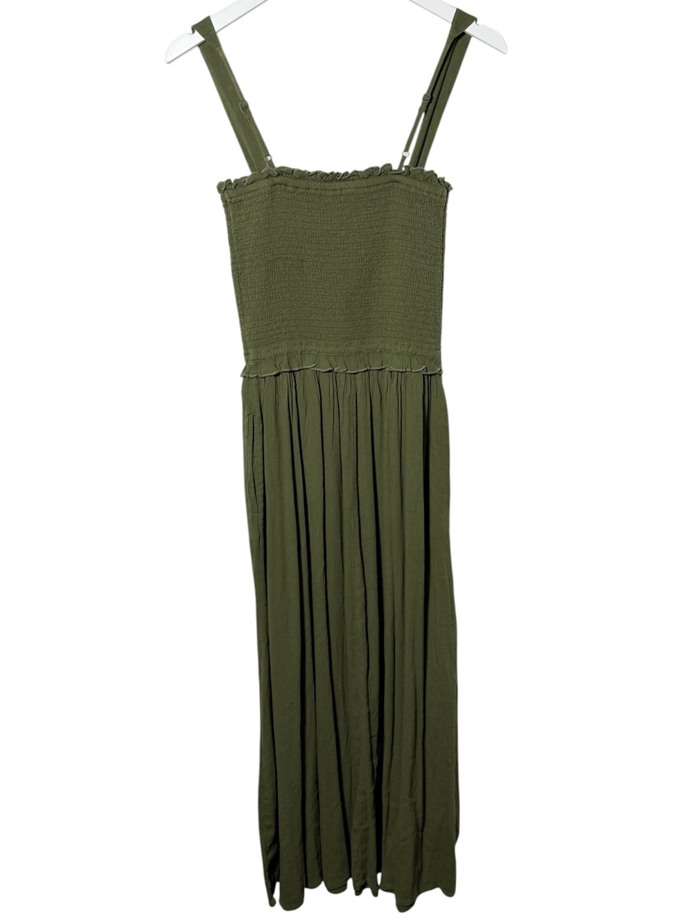 Aerie At The Barre Smocked Dress Military Green NWT Size Medium - Picture 5 of 7